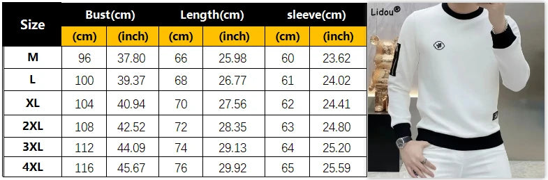 Luxury Men's Jacquard Round Neck, long sleeve T-Shirt