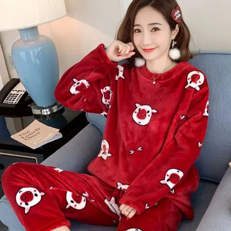 Winter Flannel Pajama Set for Women