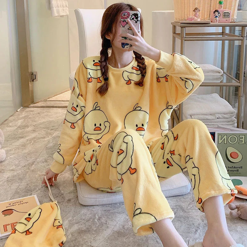 Winter Flannel Pajama Set for Women