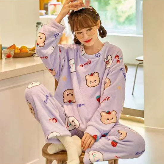 Winter Flannel Pajama Set for Women