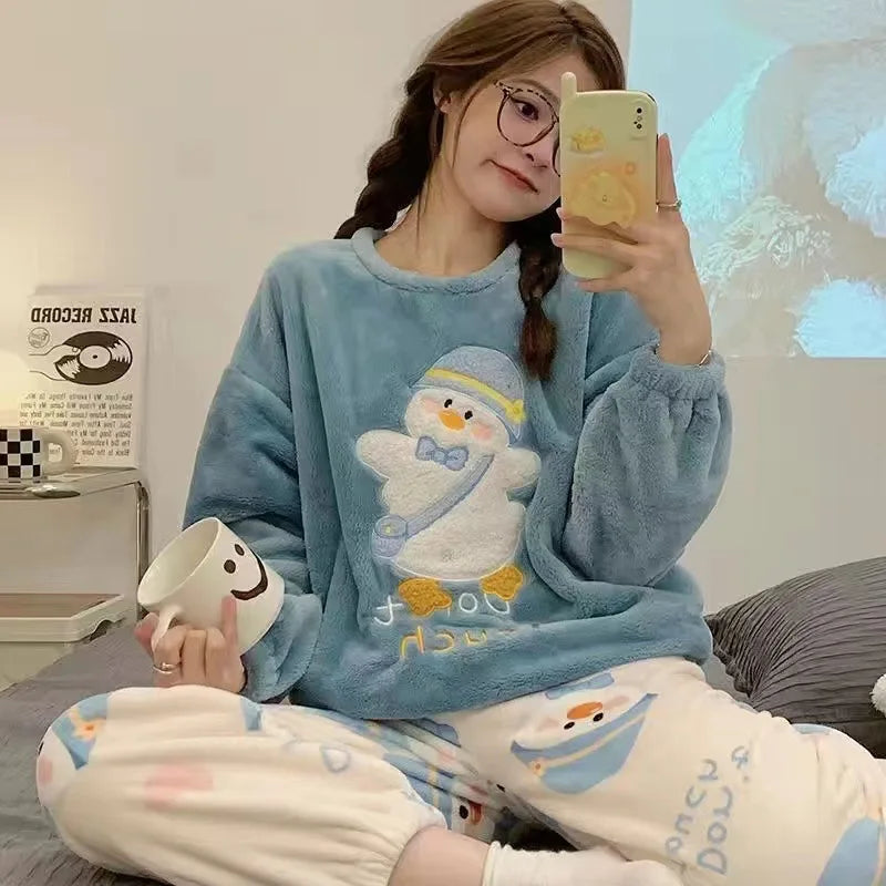 Winter Flannel Pajama Set for Women