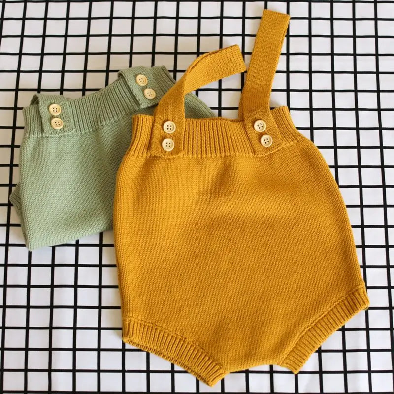 Baby Knitting Romper – Cute Sleeveless Overalls for Newborns (0-24M)