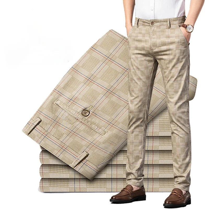 Upgrade your spring style with these slim-fit black plaid pants