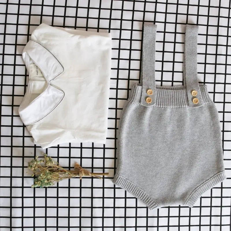 Baby Knitting Romper – Cute Sleeveless Overalls for Newborns (0-24M)