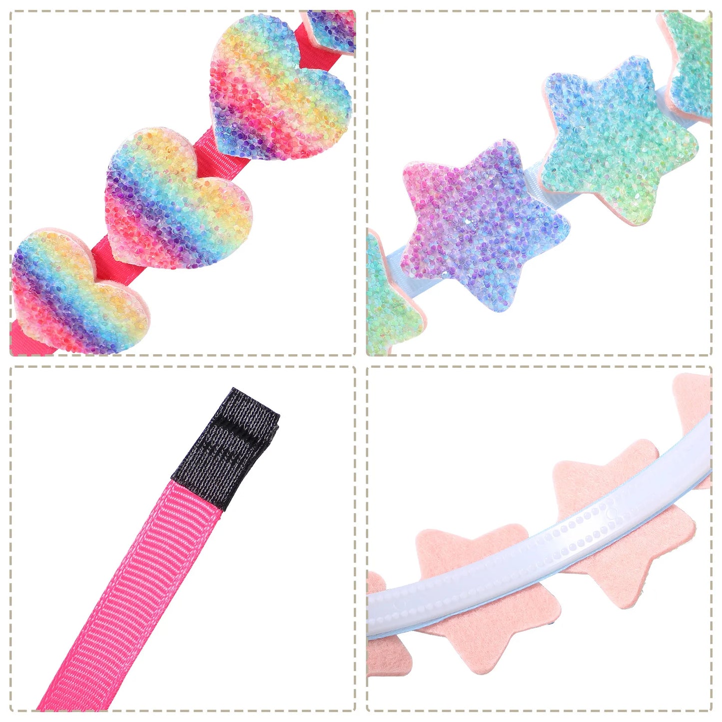 Fashion Glitter Hair Bands for Girls – Cute Bow, Stars, and Colorful Hair Hoop Accessories for Kids