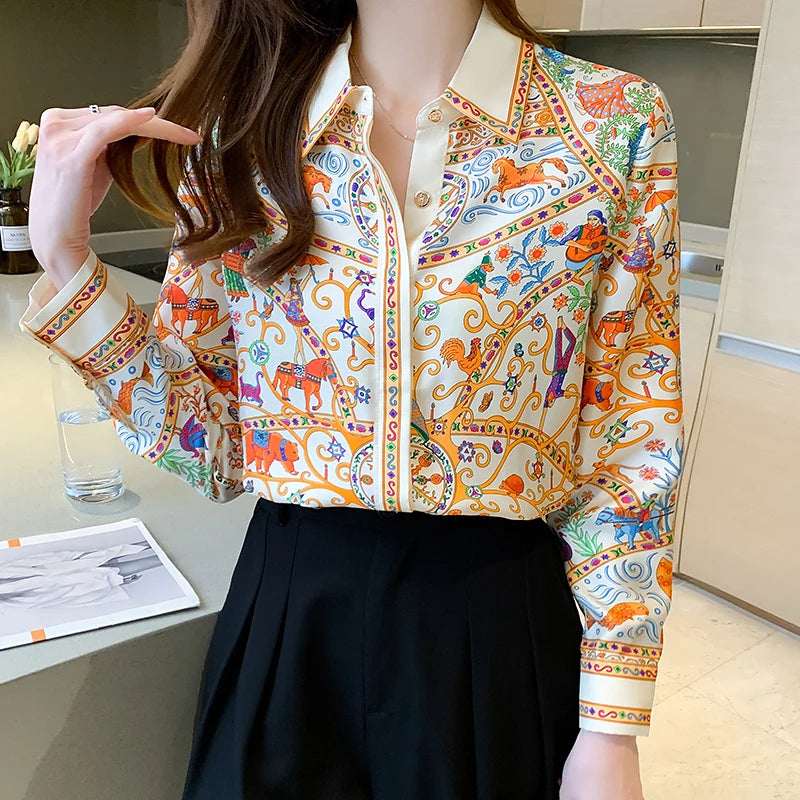 Floral Elegance: Long Sleeve Blouses for Women