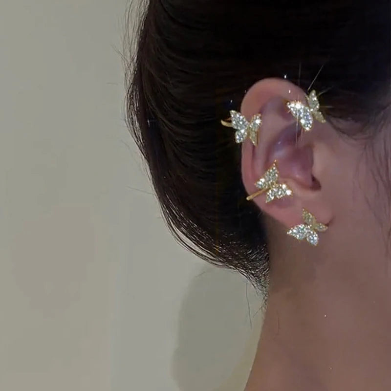 Sparkling Crystal Butterfly Ear Cuff Clip for Women - Wedding Jewelry