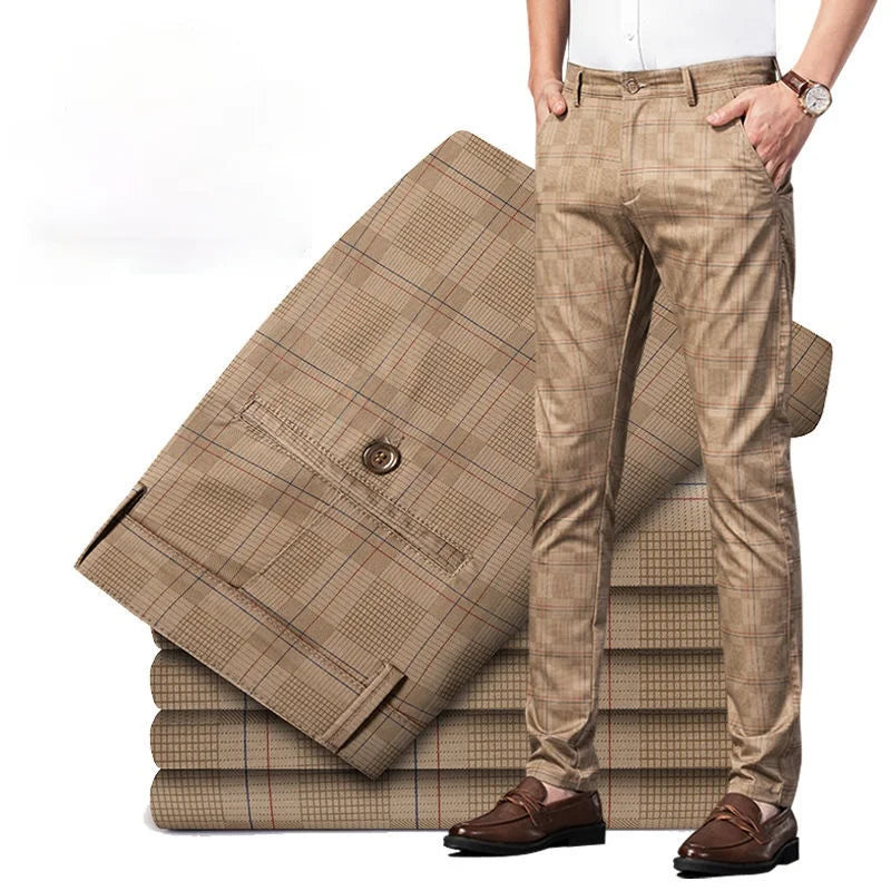 Upgrade your spring style with these slim-fit black plaid pants