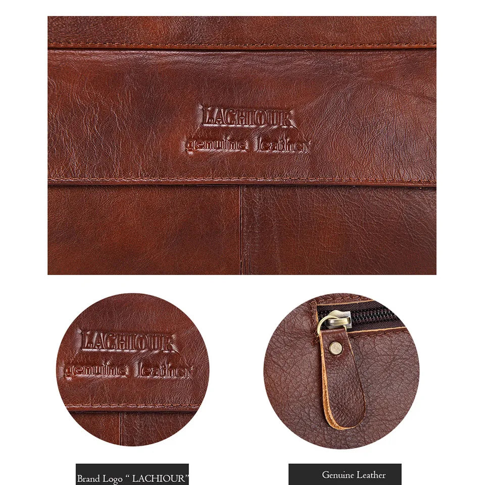 Men's Genuine Leather Handbag – Casual Laptop & Travel Messenger Bag