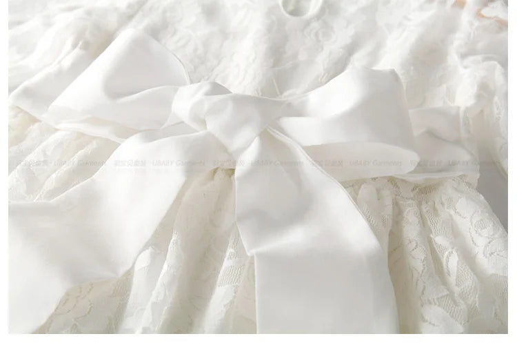 Flower Girl Dress: Long Sleeve White & Beige Summer Dress