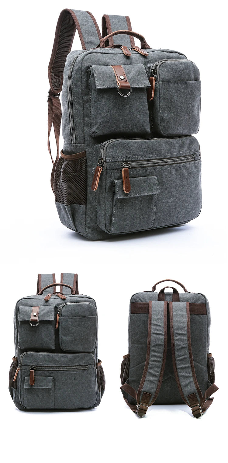 Men's Canvas Backpack – Korean Style Shoulder Bag, Laptop Rucksack for School and Leisure