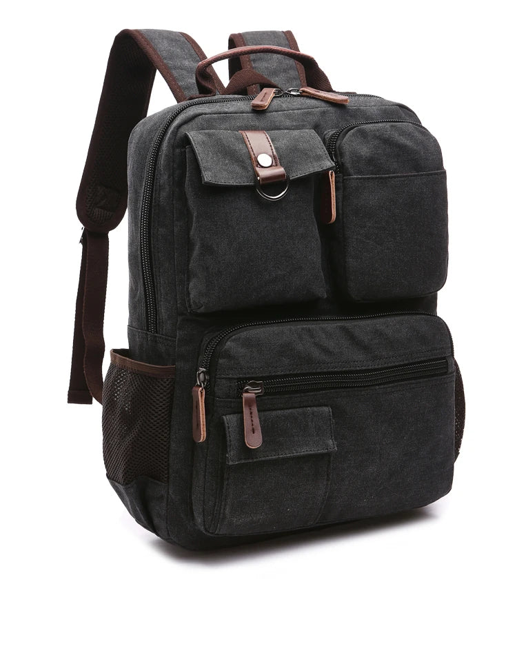 Men's Canvas Backpack – Korean Style Shoulder Bag, Laptop Rucksack for School and Leisure