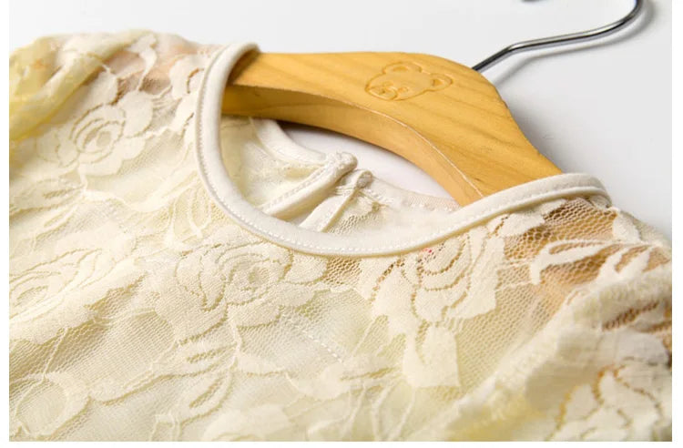 Flower Girl Dress: Long Sleeve White & Beige Summer Dress