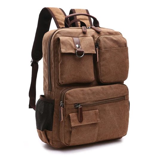 Men's Canvas Backpack – Korean Style Shoulder Bag, Laptop Rucksack for School and Leisure