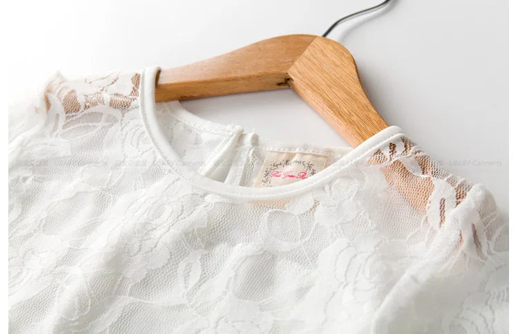 Flower Girl Dress: Long Sleeve White & Beige Summer Dress