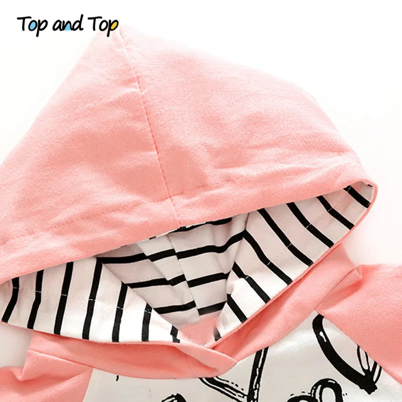Top Fashion Baby Girl 2-Piece Tracksuit: Hooded Sweatshirt and Striped Pants