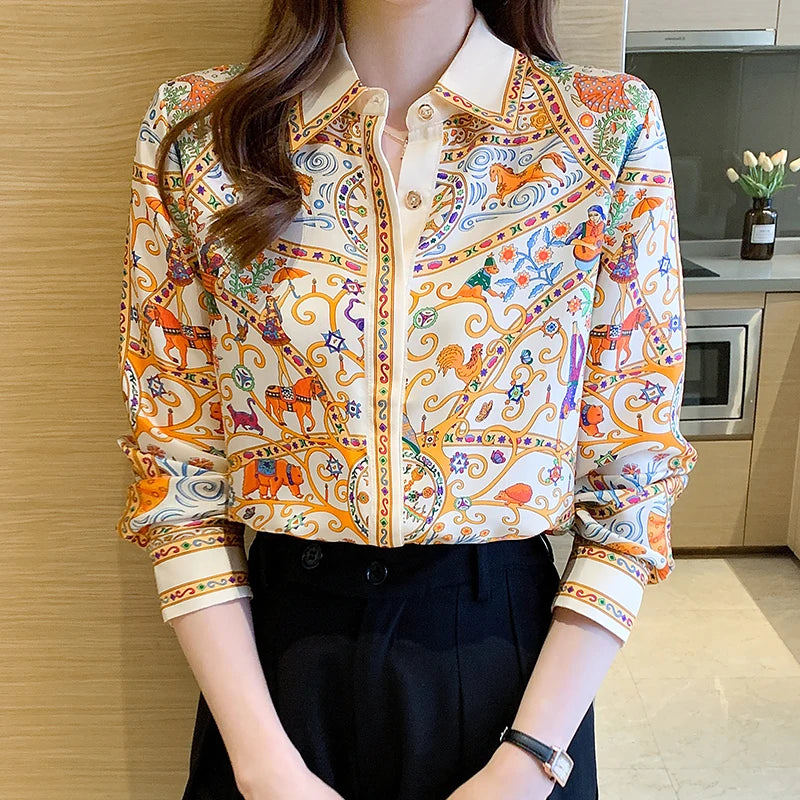 Floral Elegance: Long Sleeve Blouses for Women