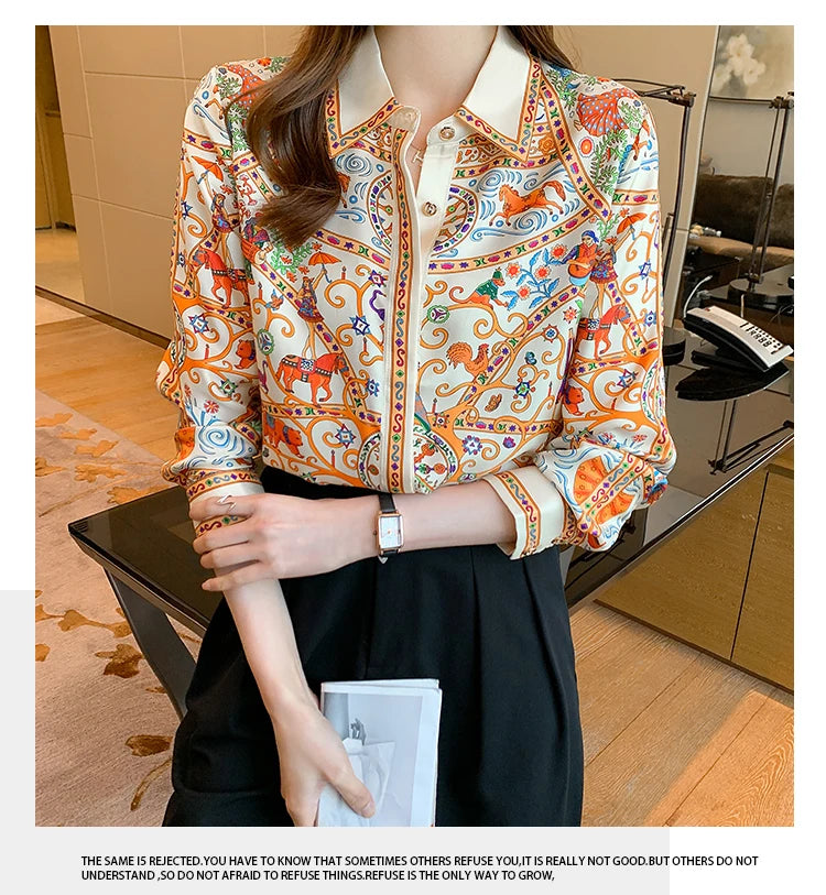 Floral Elegance: Long Sleeve Blouses for Women