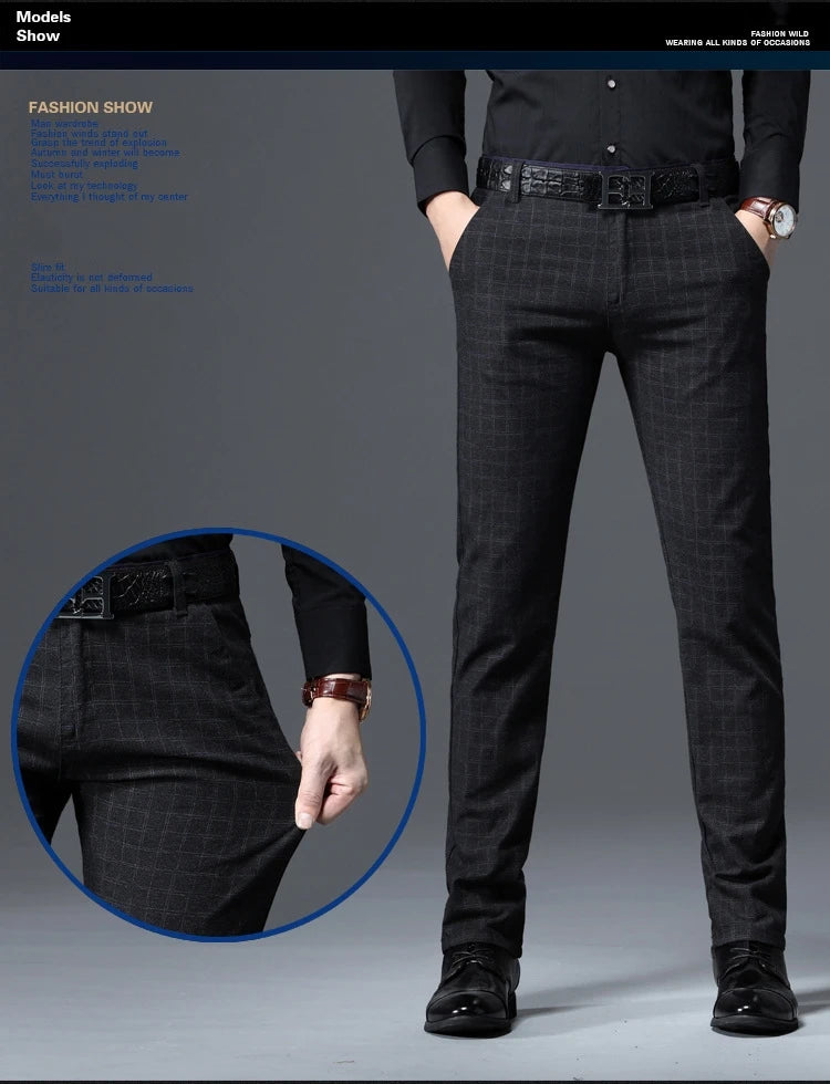 Men's Casual Cotton Business Pants - High-Quality Formal Trousers
