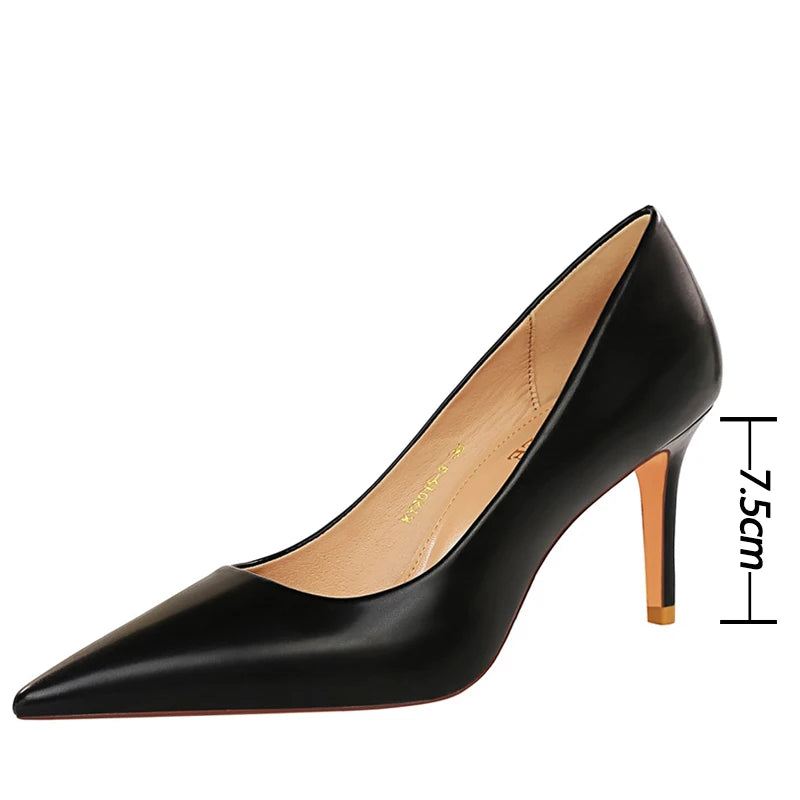 Pu Leather Woman Pumps Fashion Kitten Heels