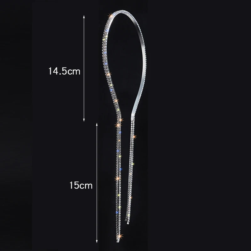 Bling Rhinestone Hairbands - Long Tassel Bow Headband for Women