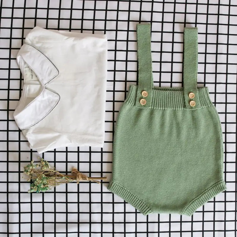 Baby Knitting Romper – Cute Sleeveless Overalls for Newborns (0-24M)