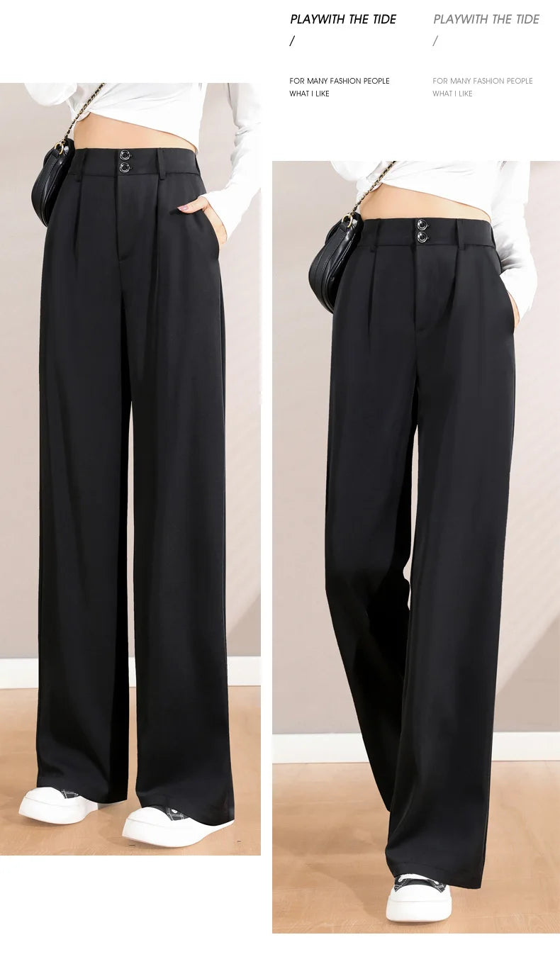 Women's High-Waist Slim Suit Pants – Spring/Autumn Korean Straight-Leg Trousers