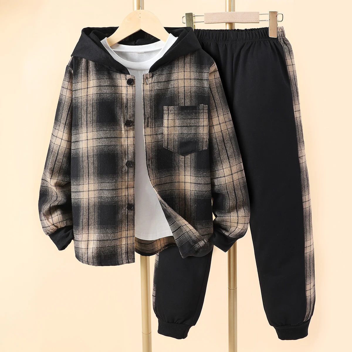Boys' Autumn Hoodie & Pants Set – Casual 2-Piece Outfit for Ages 8-14