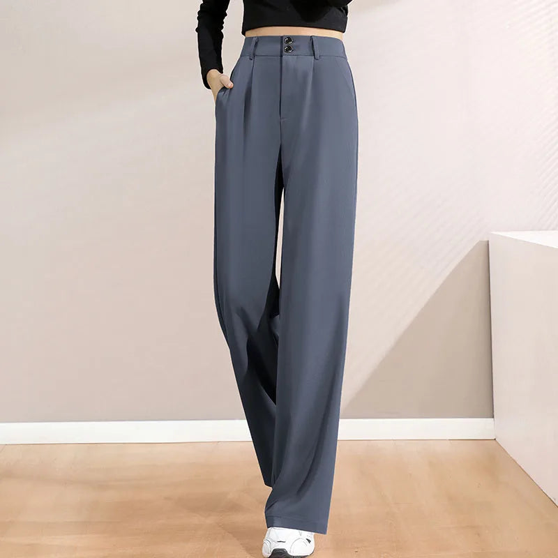 Women's High-Waist Slim Suit Pants – Spring/Autumn Korean Straight-Leg Trousers