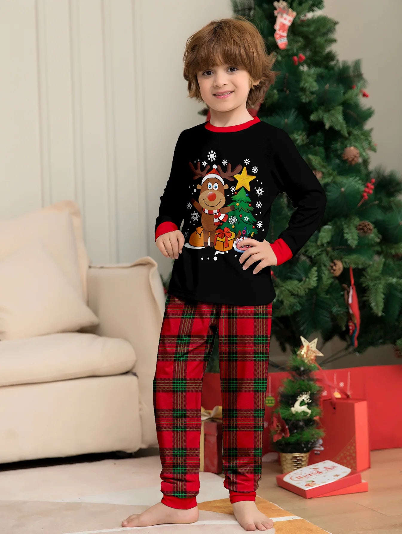 Christmas Family Matching Pajamas – Adults, Kids, Baby Rompers, Casual Sleepwear Set