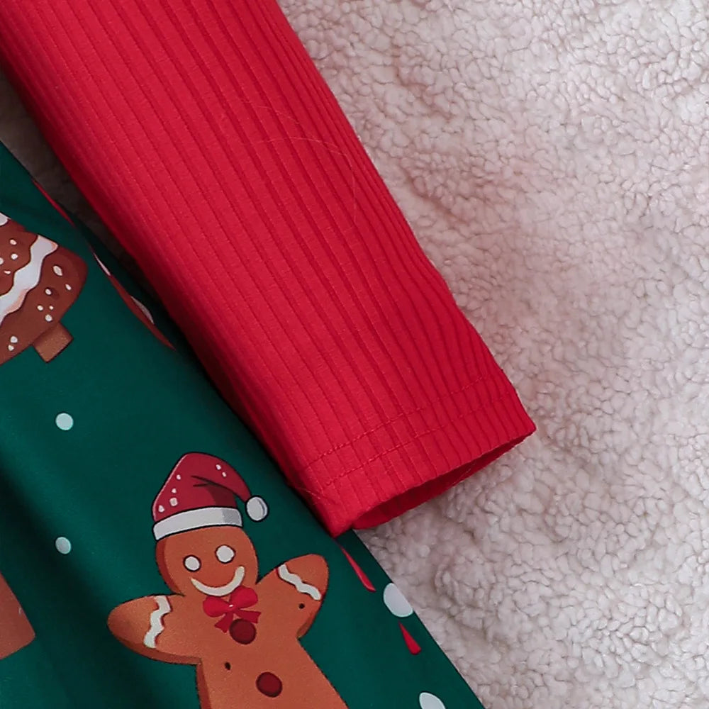 Girls' Christmas Two-Piece Dress – Autumn/Winter Holiday Outfit
