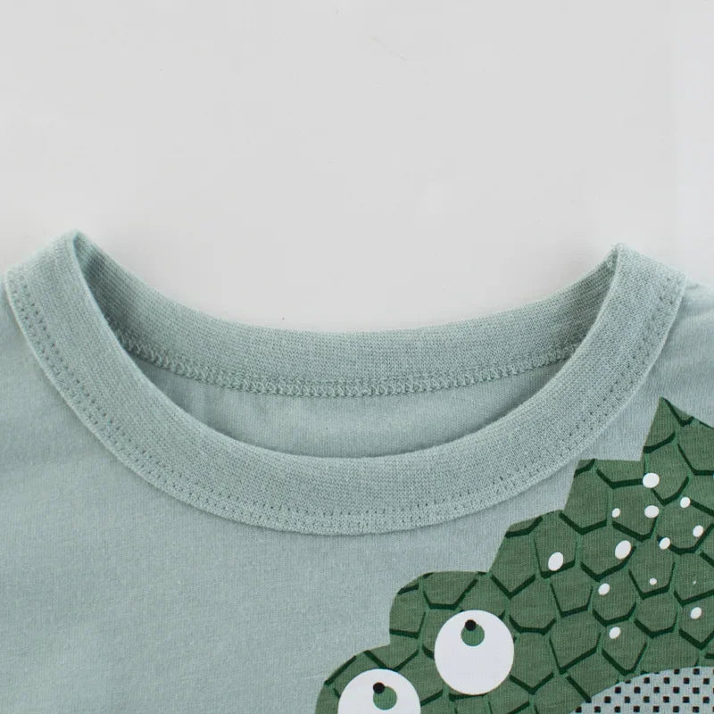 Summer 3D Cartoon Animal T-Shirts for Kids: Dinosaur & Shark