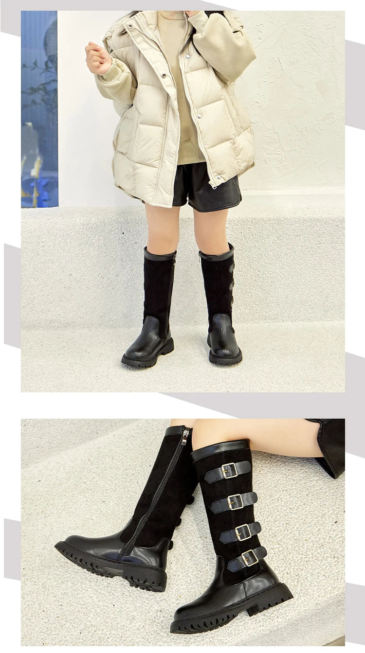 Girls' British Style High-Top Boots - Autumn Winter Fashion & Outdoor Princess Shoes