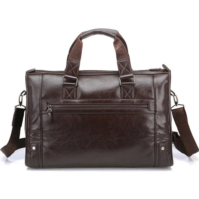 Large Capacity Men Leather Brown Briefcase Computer Bags Male Laptop Bag
