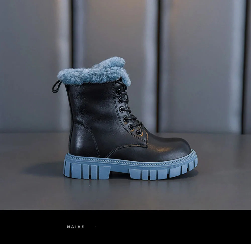 Girls' Korean Winter Fashion Boots: Warm, Faux Fur, Anti-Slip