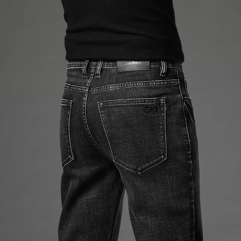 Men's Slim Stretch Cotton Jeans - Business Casual Vintage Denim