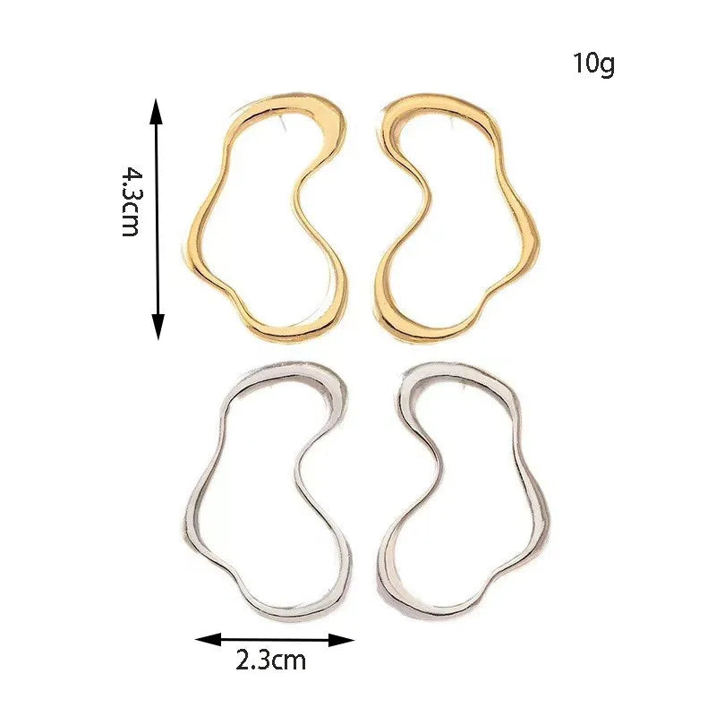 Trending Irregular Metal Geometry Stud Earrings for Women