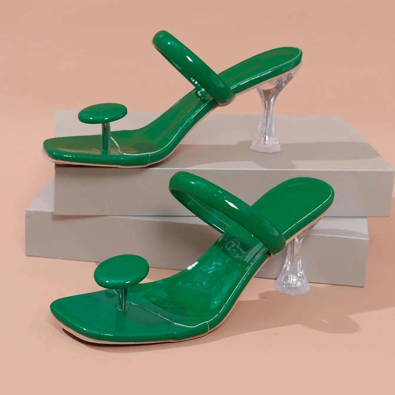 Narrow Band Platform Sandals - Women’s High Heels with Ankle Strap, Party Shoes