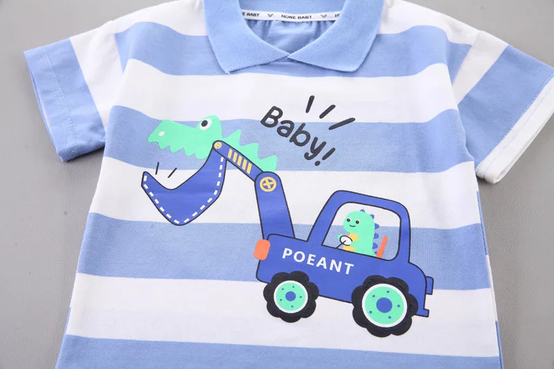 Baby Cartoon Excavator T-Shirt & Shorts 2-Piece Set