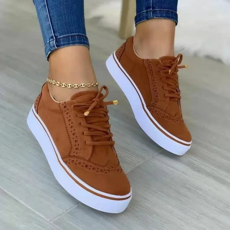 Women's Casual Lace-Up Sneakers - Versatile Spring Flats