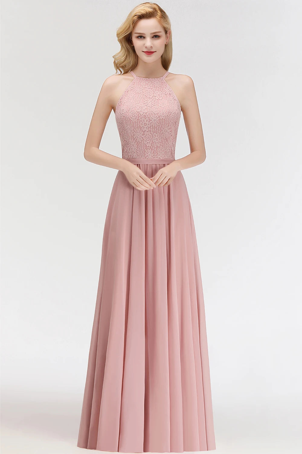 Floral Lace Sleeveless Bridesmaid Dress