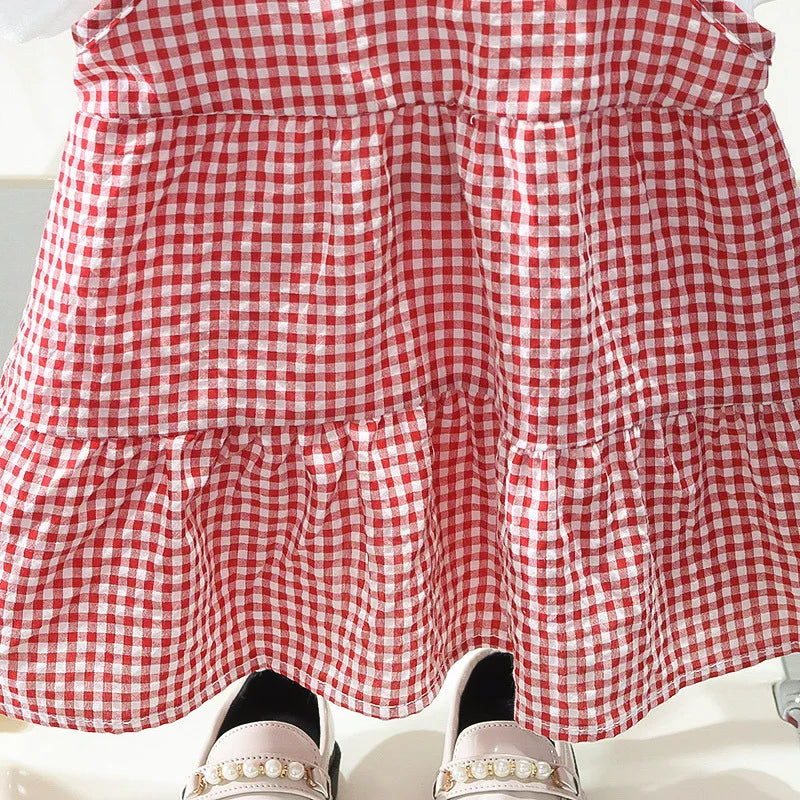 Summer Baby Girls Clothing - Dress Spliced Plaid Princess Dress 0-4Y