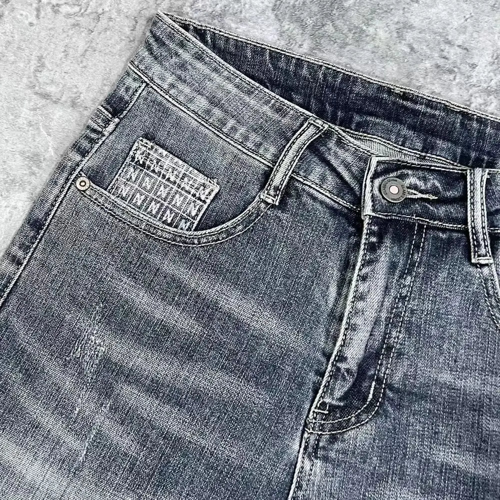 Men's Vintage Printed Knee-Length Denim Shorts - Summer Streetwear