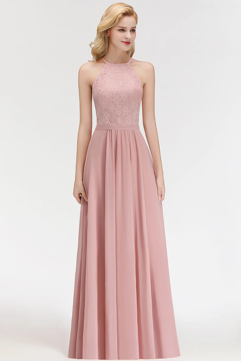 Floral Lace Sleeveless Bridesmaid Dress