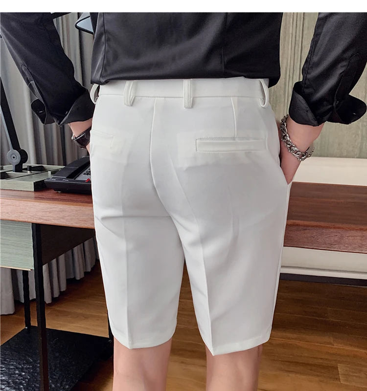 Men's High-Quality Summer Suit Shorts - Casual Knee-Length