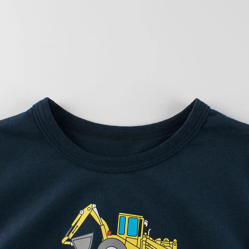 Summer Boys Cartoon Vehicle T-Shirts - Cotton Short Sleeves