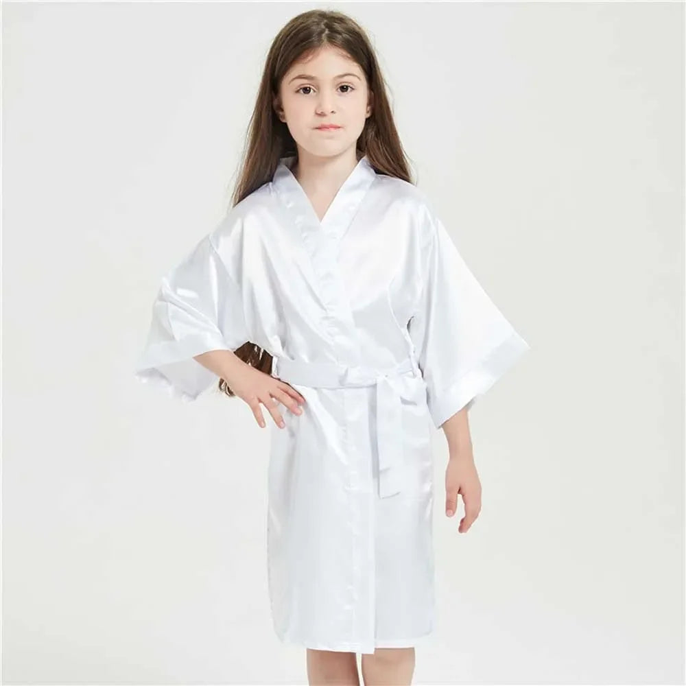 Pink Satin Silk Bathrobe for Girls - Kids Nightwear & Sleepwear