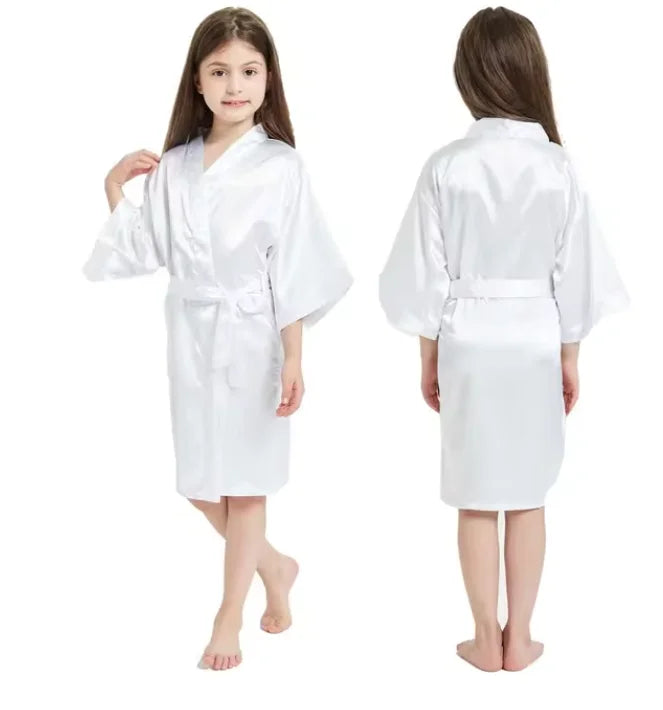 Pink Satin Silk Bathrobe for Girls - Kids Nightwear & Sleepwear