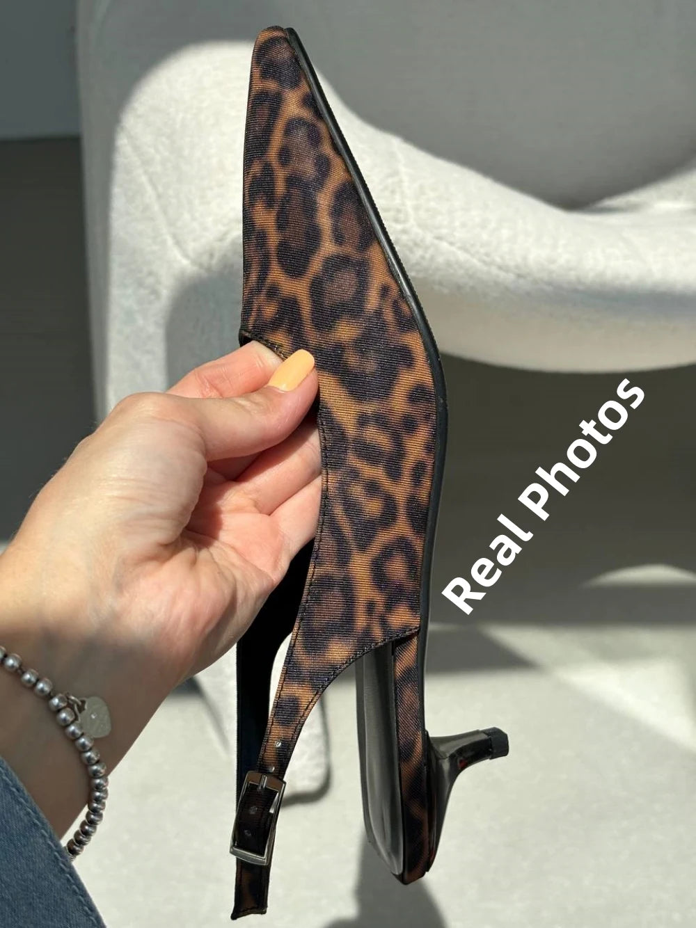 FEDONAS Women’s Leopard Kitten Heel Slingback Sandals – Genuine Leather Party Pumps