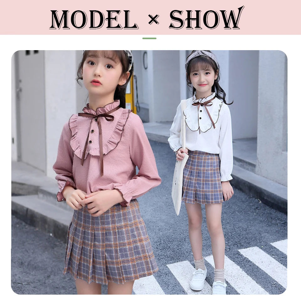Girls' High Waist Pleated Mini Skirt